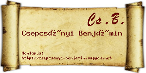 Csepcsányi Benjámin névjegykártya